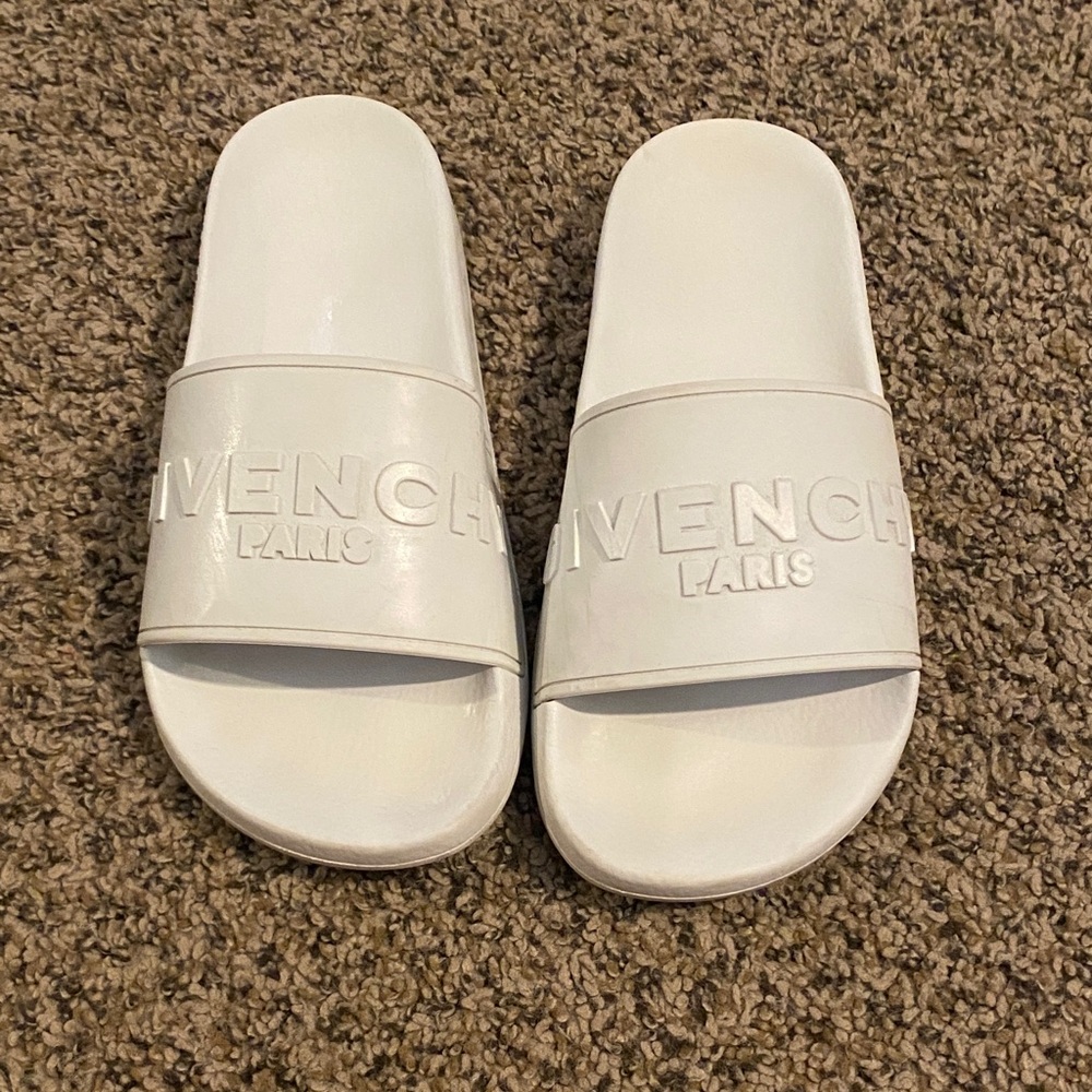 Givenchy Ivory Slides with Embossed Logo